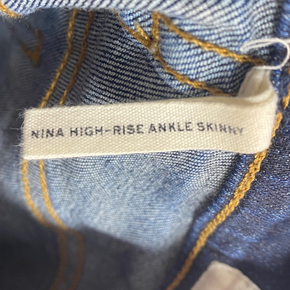 Rag & Bone Nina High-Rise Ankle Skinny Jeans Women's Size 25 Blue Distressed - Picture 9 of 10